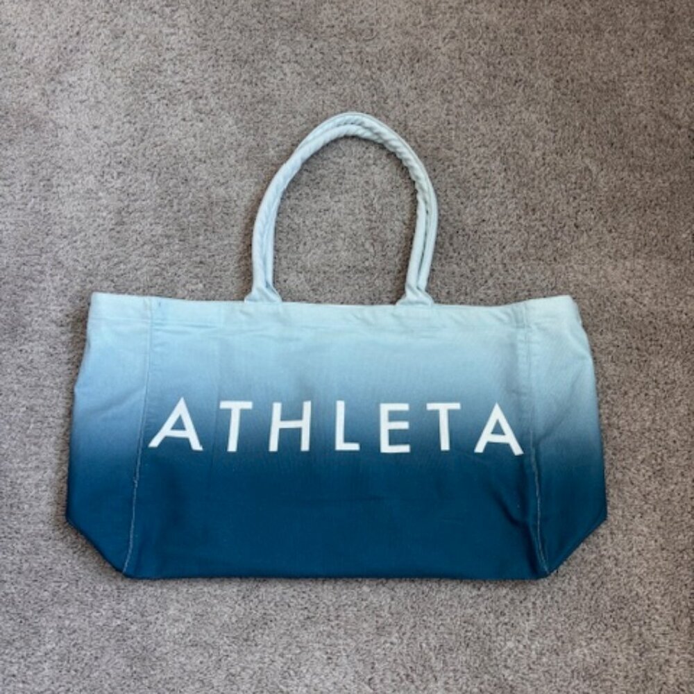 Athleta Gradient Ombre Tote Bag Blue White Beach Travel Carryall Tote Bag